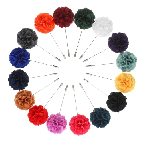 LIGIGWASH 16stücke Teiliges Herren Anstecknadel Blütenbrosche Für Anzug Kragen Dekoration Strapazierfähiges Stoffmaterial Vielseitig Für Hochzeiten Und Festliche Anlässe von LIGIGWASH