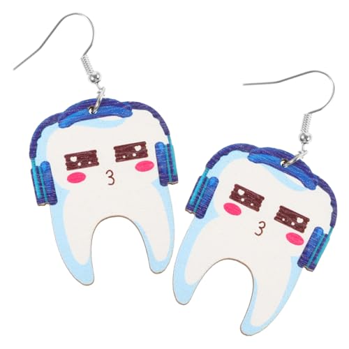 LIGIGWASH Zahnförmige Holzohrringe Baumelnde Ohrschmuck Im Cartoon-stil Tropfenanhänger Für Frauen Leicht Und Angenehm Zu Tragen von LIGIGWASH