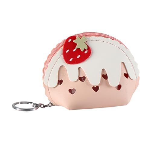 LIGIGWASH Erdbeer Geldbörse Aus Hochwertigem Pu-Material Mit Reißverschluss Münztasche Schlüsselanhänger Kartenetui Für Kleingeld Scheine Schlüssel Quittungen von LIGIGWASH