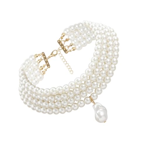 LIGIGWASH 1Stück Geometrische Halskette für Frauen Stilvolle Perlenimitat Halskette Verstellbares Design Eleganter Halsschmuck für Perfektes für Freunde von LIGIGWASH