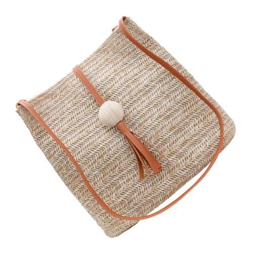 LIGIGWASH 1Stück Sommerliche Strohtasche für Damen Trendige Gewebte Umhängetasche im Eimer Vielseitig Einsetzbar für Strand Shopping Freizeit Moderates Fassungsvermögen von LIGIGWASH