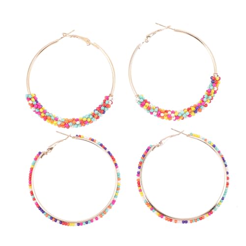 LIGIGWASH 2 Paare Boho Bunte Perlenohrringe Leichte Runde Open Hoops Statement Creolen für Mädchen Frauen Sommer Beach Hochzeit Schmuck LIGIGWASH 2 Paare Boho Bunte Perlenohrringe Leichte Runde Open Hoops Statement Creolen für Mädchen Frauen Sommer Beach Hochzeit Schmuck von LIGIGWASH