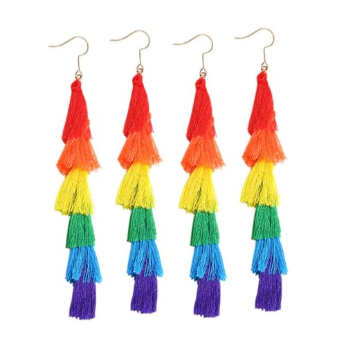 LIGIGWASH 2 Paare Bunte Quastenohrringe im Boho Stil Lagen Tassel Ohrhänger Langlebig und Farbecht für Hochzeiten Partys und Alltag von LIGIGWASH