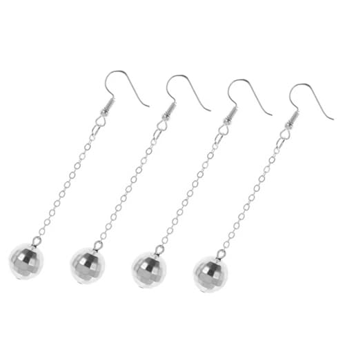 LIGIGWASH 2 Paare Disco Ball Ohrringe Damen Spiegelkugel Design Jahre Party Schmuck Glänzend Leicht Tragbar Trendiger Modeschmuck Silber Goldfarben von LIGIGWASH