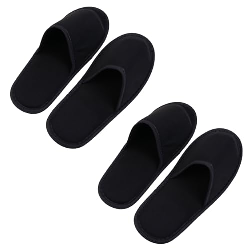 LIGIGWASH 2 Paare Faltbare Atmungsaktive Hausschuhe aus Baumwolle und Leicht Waschbar für Reisen Hotel Spa und Innenbereich Schwarz Strapazierfähig und Wiederverwendbar von LIGIGWASH