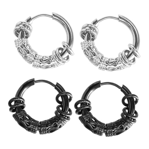 LIGIGWASH 2 Paare Herren Ohrstecker Edelstahl Rund Dragon Design Ohrringe Stylische Schmuckstücke Für Geburtstag Hochzeit Weihnachten von LIGIGWASH