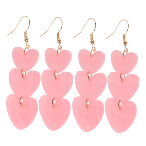 LIGIGWASH 2 Paare Herzförmige Statement Ohrringe Damen Hängend Leichtes Schmuck Romantisch Süß Rosa Design von LIGIGWASH