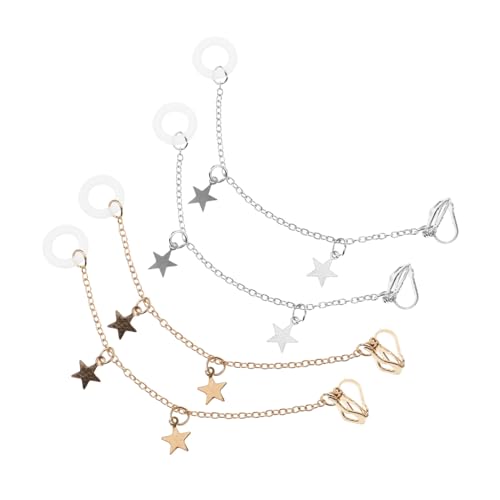 LIGIGWASH 2 Paare Lange Ohrclip Anhänger Ohrschmuck für Kabellose Kopfhörer Modische Ohrhänger in Gold und Silber Ergonomisch Verlustsicher für Sport und Alltag von LIGIGWASH