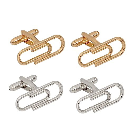 LIGIGWASH 2 Paare Manschettenknöpfe Für Männer Edelstahl Papierclip Design Hemdärmelknöpfe Für Besondere Anlässe Und Geschäftsmeetings von LIGIGWASH