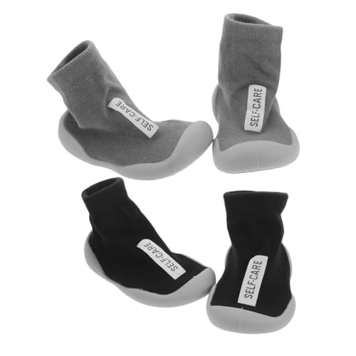 LIGIGWASH 2 Paare Nonskid Sock Schuhe Weiche Lauflernschuhe für Neugeborene Unisex mit Atmungsaktiver Sohle für Erste Schritte Innen Außen Sicherheitsschuh von LIGIGWASH