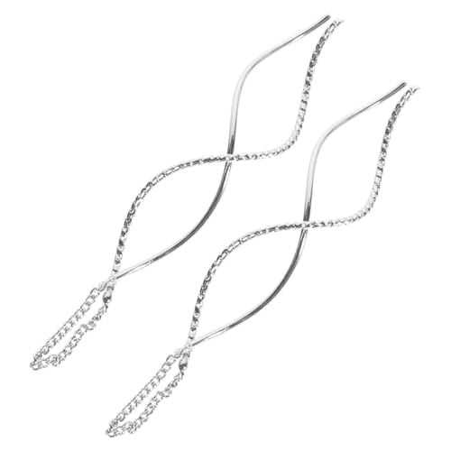 LIGIGWASH 2 Paare Spiralförmige Threader Ohrringe Damen Dainty Ohrschmuck Silberfarben Widerstandsfähig Gegen Verblassen Und Verformen Leicht Und Vielseitig Für Teenager Mädchen Und Frauen von LIGIGWASH