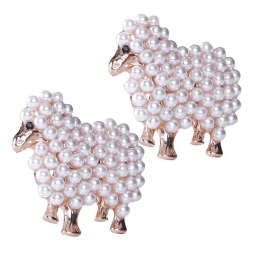 LIGIGWASH 2 STÜCK Vintage Broschennadeln mit Perlen Niedliche Schaf anstecknadeln für Damen Modische Schmucknadeln für Kleidung Eleganter Vintage look Kompakte für Vielseitige Outfits von LIGIGWASH