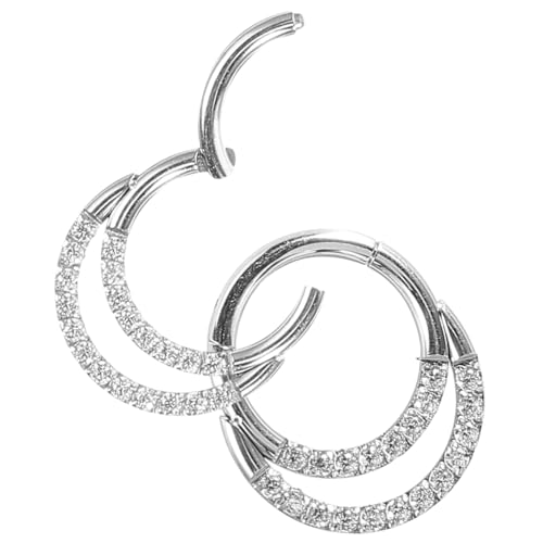 LIGIGWASH 2 Stck Edelstahl Nasenring mit Zirkonia Schmuck Geschlossener Nasenpiercing Hoop Modisches Körperschmuck Accessoire für Damen Angenehm zu Tragen für Party und Alltag von LIGIGWASH