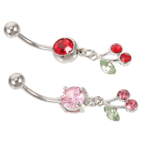 LIGIGWASH 2 Stück Bauchnabelpiercing mit Kirschen Bauchnabelringe für Frauen Leicht und als für Besondere Anlässe von LIGIGWASH