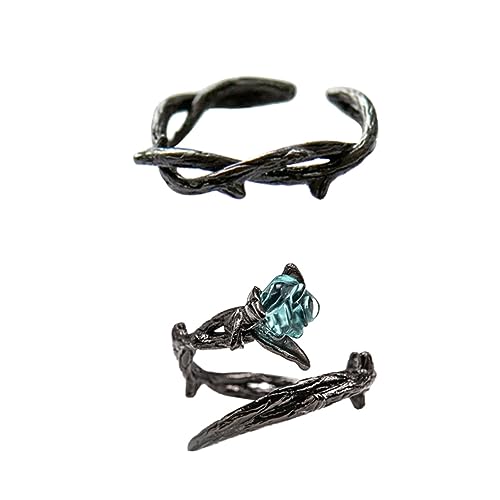 LIGIGWASH 2 Stück Delikater Offener Ring mit Dorn Rosen Design Verstellbar Modischer Schmuck für Damen und Herren Teiliges für Verlobung Geburtstag Hochzeit von LIGIGWASH