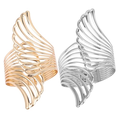 LIGIGWASH 2 Stück Elegantes Damen Armreifen mit Flügel design Offener Federmechanismus Rostfrei Hautfreundlich Modischer Schmuck für Frauen Geschenkidee zu Feiertagen und Besonderen von LIGIGWASH
