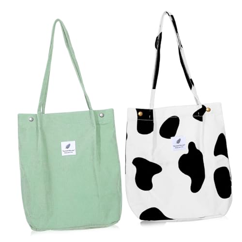 LIGIGWASH 2 Stück Große Cord Tasche Damen Umhängetaschen mit Großem Fassungsvermögen Freizeit Tragetaschen aus Corduroy für Alltag Arbeit und Shopping von LIGIGWASH