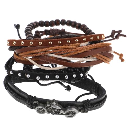 LIGIGWASH 2 Stück Herren Vintage Armband Mehrschichtiges Lederarmband Geflochtenes Retro Wristband Modisches Langlebiges Bequemes Schmuckstück für Alltag und Hip hop Look von LIGIGWASH