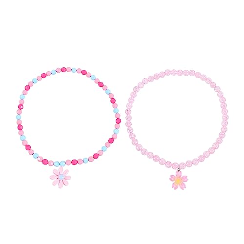LIGIGWASH 2 Stück Acrylblumen Halsketten Für Kinder Bunte Perlen Halskette Mit Anhänger Süßes Schmuckset Für Mädchen Für Partys Und Freizeit von LIGIGWASH