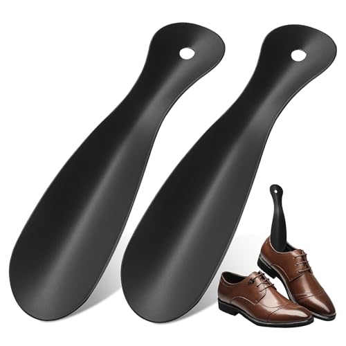 LIGIGWASH 2 Stück Kurzer Schuhlöffel aus Stabiler Metall Schuhanzieher mit Aufhängeloch Praktische Anziehhilfe für Senioren Frauen und Männer Rückenschonend und Langlebig von LIGIGWASH