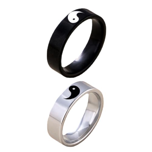 LIGIGWASH 2 Stück Paarring aus Tai Chi Symbol Partner Ringe für Verlobungsringe und Ihn Langlebig zum Jahrestag Hochzeit von LIGIGWASH