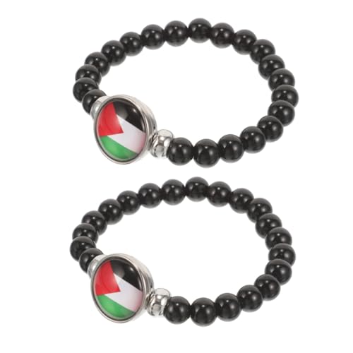 LIGIGWASH 2 Stück Palästina Flagge Armband Verstellbares Elastisches Perlenarmband Tragbares und Langlebiges Schmuckstück Modisches Accessoire für Damen und Herren Einzigartiges Design von LIGIGWASH