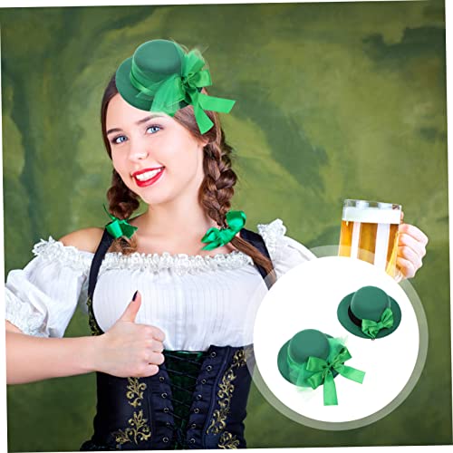 LIGIGWASH 2 Stück Patrick's Day Haarschmuck Teiliges Grüne Shamrock Hut Haarklammern mit Schleife Festlicher Kopfschmuck für Party Kostüm und Alltag Einfach zu Befestigen von LIGIGWASH