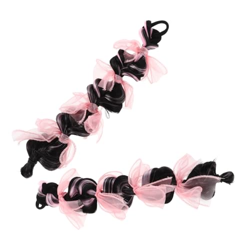 LIGIGWASH 2stücke Pferdeschwanzverlängerung Für Junge Mädchen Geflochtene Haarverlängerung Mit Schleifen Perücken Für Kleine Mädchen Geeignet Für Spiel Halloween Und Cosplay von LIGIGWASH