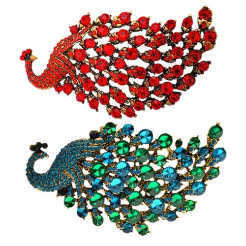 LIGIGWASH 2 Stück Pfauenbrosche mit Strassbesatz Tier Anstecknadeln für Damen Schmuck Broschen für Kleidung Schals und Festliche Accessoires Funkelnde Tier Badge für Damen von LIGIGWASH