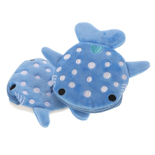 LIGIGWASH 2 Stück Plüsch Fisch Münztasche Kleine Geldbörse für Damen mit Reißverschluss Niedliche Samtige Geldbeutel für Münzen Schmuck und Kleine Accessoires Tragbar und Robust in Blau von LIGIGWASH