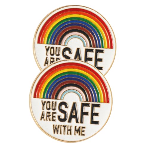 LIGIGWASH 2 Stück Regenbogen Emaille Brosche You Are Safe With Me Metall Anstecknadel Pins für Kleidung Rucksack für Freunde und Familie von LIGIGWASH