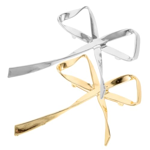 LIGIGWASH 2 Stück Schleifen Brosche aus Robustem Zinklegierung Elegant und Vielseitig Einfache Anstecknadel für Damen Geeignet für Mantel Kleid Schal in Gold und Silber von LIGIGWASH