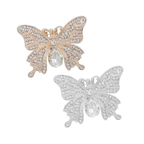 LIGIGWASH 2 Stück Schmetterling Schuhclips Weiß Gold Abnehmbare High End Schuhdekoration für Damen Vielseitig Einsetzbar an Flachen Schuhen Brautschuhen Hochzeit und Alltag von LIGIGWASH