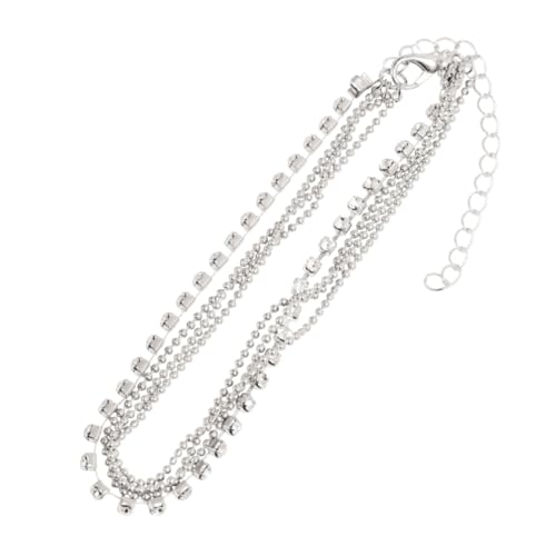 LIGIGWASH 2stücke Damen Fußkettchen Mit Künstlichen Diamanten Einfaches Fußschmuck Aus Hochwertiger Legierung Silberfarben Für Frauen Und Mädchen Strandspaziergänge Geeignet von LIGIGWASH