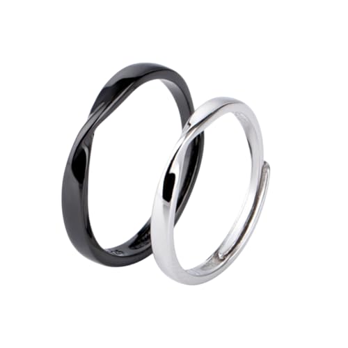 LIGIGWASH 2 Stück Sterling Silber Ringe Verstellbar Offener Ring für Damen Herren Verlobungsringe Weißgold von LIGIGWASH