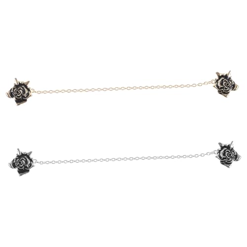 LIGIGWASH 2 Stück Sweater Clips Broschen Stilvolle Rosendekor Vielseitige Cardigan Clips Haltefunktion für Pullover und Blusen Modische Brosche für Damen und Herren Silber und Goldfarben von LIGIGWASH