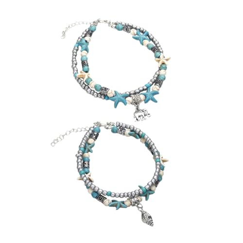 LIGIGWASH 2 Stück Teiliges Fußkettchen Damen Boho Stil Lagige Knöchelkette mit Tier und Muschel Anhänger Modischer Langlebiger Fußschmuck für Strand Party Hochzeit und Alltag von LIGIGWASH