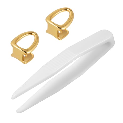 LIGIGWASH 2 Stück Teiliges Goldzahndeckel aus Kupfer Langlebige Hip Hop Zahnkappen für Bühne Halloween Partys Cosplay und Rapper Kostüme Einzigartiges Design für Fans der Hip Hop Kultur von LIGIGWASH