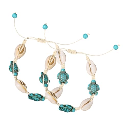 LIGIGWASH 2 Stück Teiliges Muschelarmband und Fußkettchen mit Schildkrötenanhänger Boho Strand Schmuck für Damen Vielseitig Tragbar als Armband oder Fußkette Sommerliches Design für von LIGIGWASH