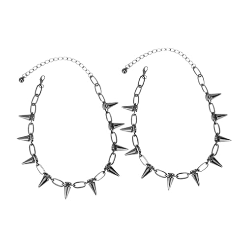 LIGIGWASH 2 Stück Teiliges Punk Halskette Retro Exaggerated Choker mit Nieten für Herren und Damen Komfortabler Auffälliger Statement schmuck für Partys und Konzerte von LIGIGWASH