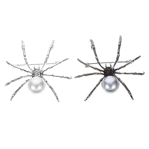 LIGIGWASH 2 Stück Teiliges Spinnen Broschen mit Perlen Kreative Spinne aus Legiertem Material Modisches Halloween Accessoire für Damen und Mädchen Vielseitig für Kleidung Taschen und Hüte von LIGIGWASH