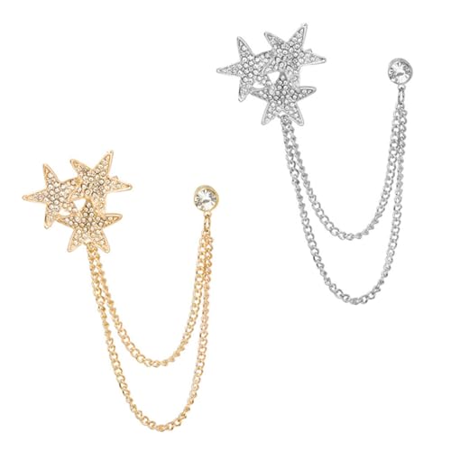 LIGIGWASH 2 Stück Teiliges Stern Ketten Broschen mit Funkelnden Strasssteinen Modische Anstecknadeln für Damen und Herren Stilvolle Schmuck Broschen für Party Hochzeit und Alltag LIGIGWASH 2 Stück Teiliges Stern Ketten Broschen mit Funkelnden Strasssteinen Modische Anstecknadeln für Damen und Herren Stilvolle Schmuck Broschen für Party Hochzeit und Alltag von LIGIGWASH