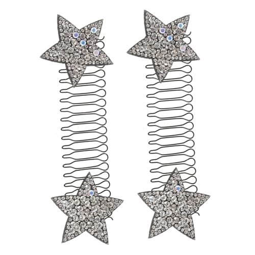LIGIGWASH Dehnbare Haarspangen für Damen 2 Stück Strass Haarspangen mit Sternmuster Silberfarbene U-Pins Unsichtbare Haarnadeln für Haarstyling von LIGIGWASH