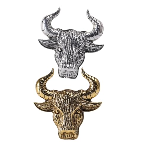 LIGIGWASH 2 Stück Teiliges Vintage Rinds Kopf Broschen aus Hochwertiger Legierung Anstecknadeln für Party Hochzeit Alltag und Festliche Anlässe Leicht und Langlebig Geschenkidee für Familie von LIGIGWASH