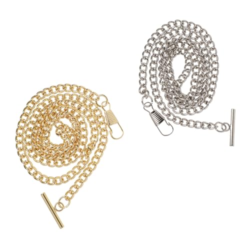 LIGIGWASH 2 Stück Teiliges Vintage Taschenuhr Ketten aus Metall mit Bar Verschluss Robuste Goldene und Silberne Cowboy Kette für Herren und Damen Langlebiges Accessoire für Formelle und von LIGIGWASH