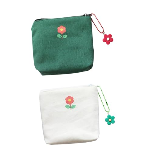 LIGIGWASH 2 Stück Tragbare Münztasche aus Strapazierfähigem Canvas mit Reißverschluss Kompakte Kleine Aufbewahrungstasche für Alltag und Reise Modisch und Praktisch in Grün Zufällige Farbe von LIGIGWASH