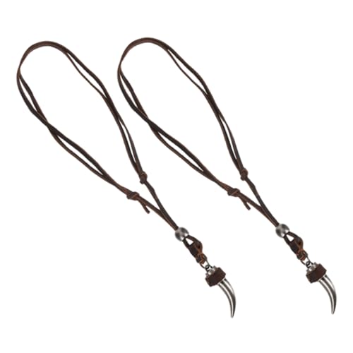LIGIGWASH 2 Stück Verstellbare Tribal Wolf Zähne Halskette Kette Herren Damen Viking Schmuck Vintage Anhänger aus Langlebigem Material und Zinklegierung Passend für Alltag Party Reisen von LIGIGWASH