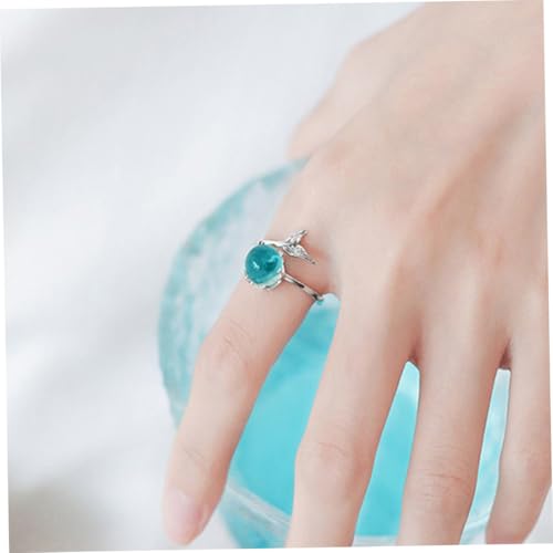 LIGIGWASH 2 Stück Verstellbarer Ring aus Langlebiger Zinklegierung mit Blauem Schmuck Fischschwanz Offener Ring für Damen Modischer Schmuck Größenverstellbar und Alltagstauglich von LIGIGWASH