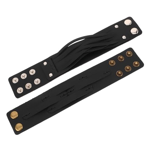 LIGIGWASH 2 Stück Verstellbares Punk Lederarmband Herren PU Manschette Breites Nietenarmband Komfortabel Modisch Für Alltag Und Party von LIGIGWASH