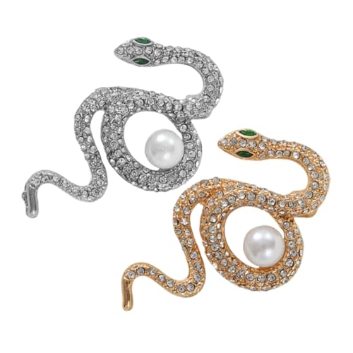 LIGIGWASH 2 Stück Vintage Schlangen Brosche Damen Schmuck Tier Anstecknadel für Kleidung Vielseitiges Modisches Accessoire für Blusen Kleider Pullover und Anzüge Gold Silberfarben von LIGIGWASH